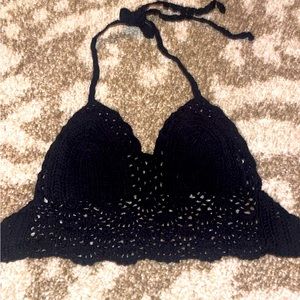 Crochet black bralette style top. Ties in the back. Never worn!